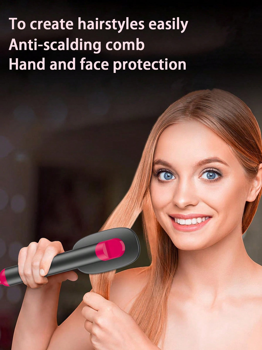 PinkSings Electric Hair Straightener Brush with Wider Panel