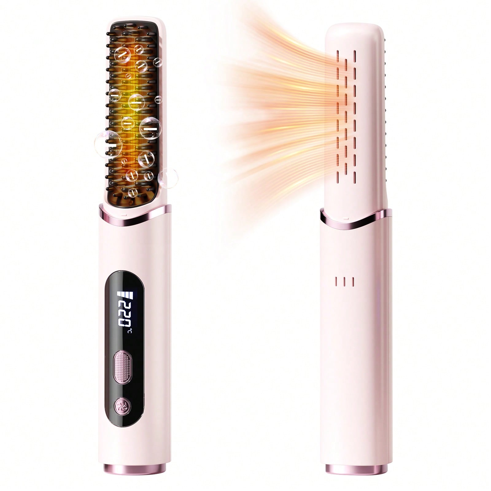 PinkSings Cordless Hair Straightener Brush with Blow Air Quick Shaping