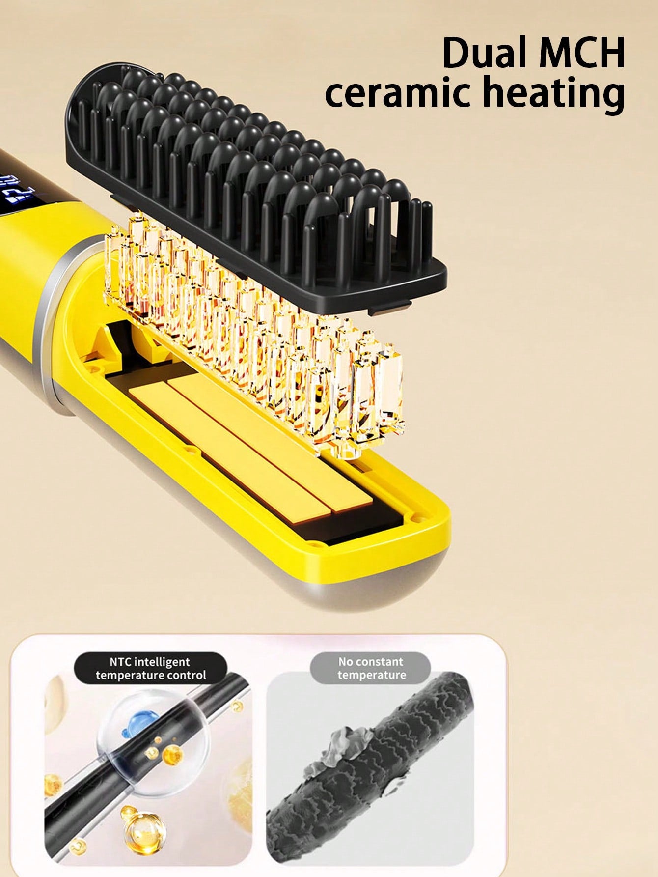 PinkSings Cordless Hair Straightener Brush with Blow Air Quick Shaping