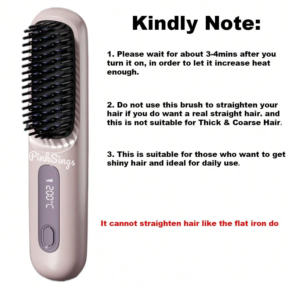 Pinksings Cordless Hair Straightener Brush