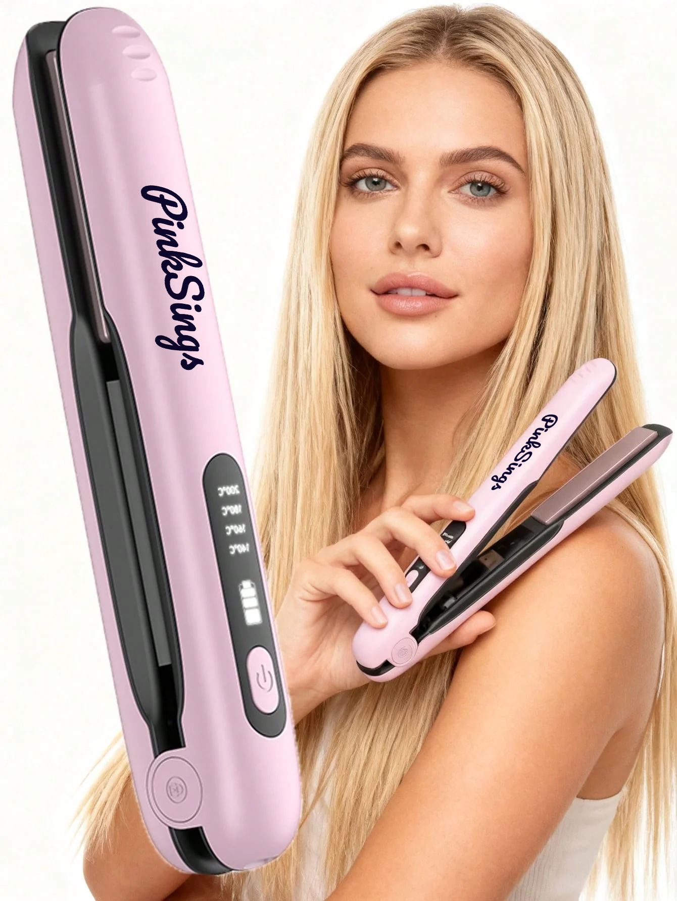 PinkSings 5000mAh Cordless Rechargeable Curling Iron