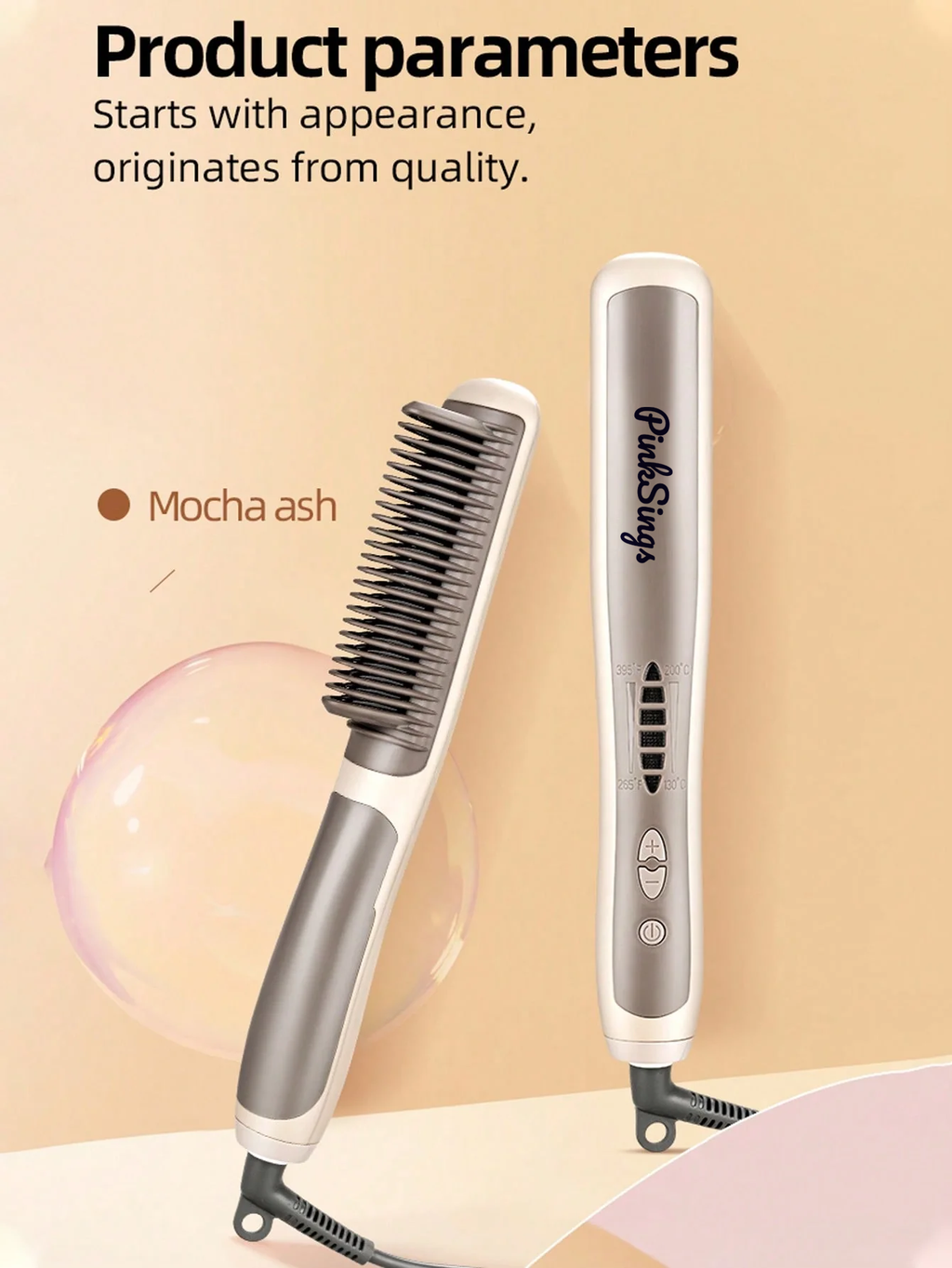 PinkSings Electric Hair Straightener Brush