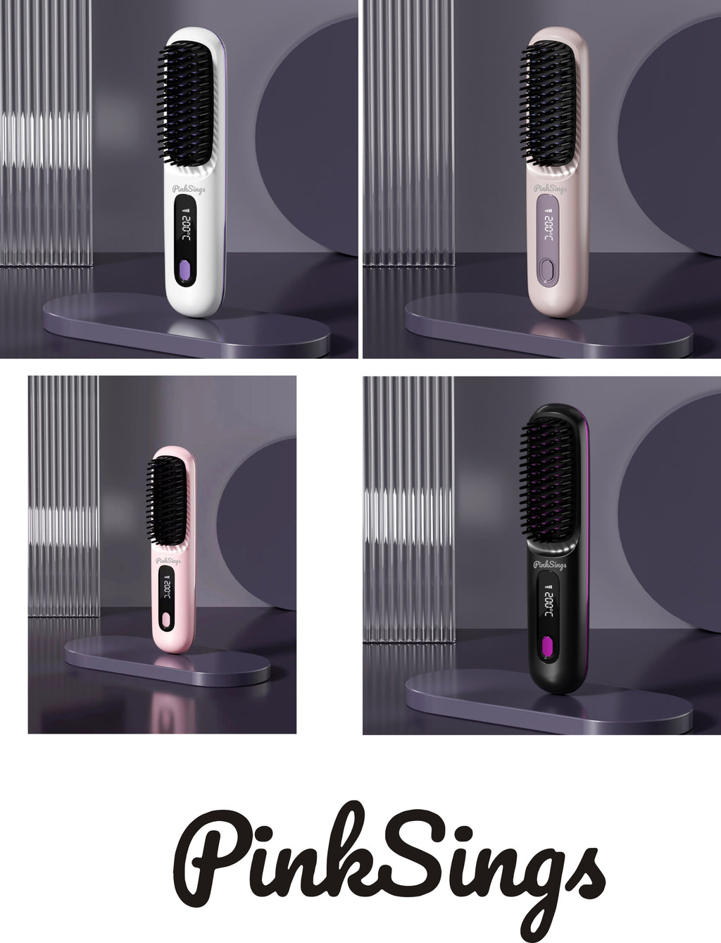 Pinksings Cordless Hair Straightener Brush
