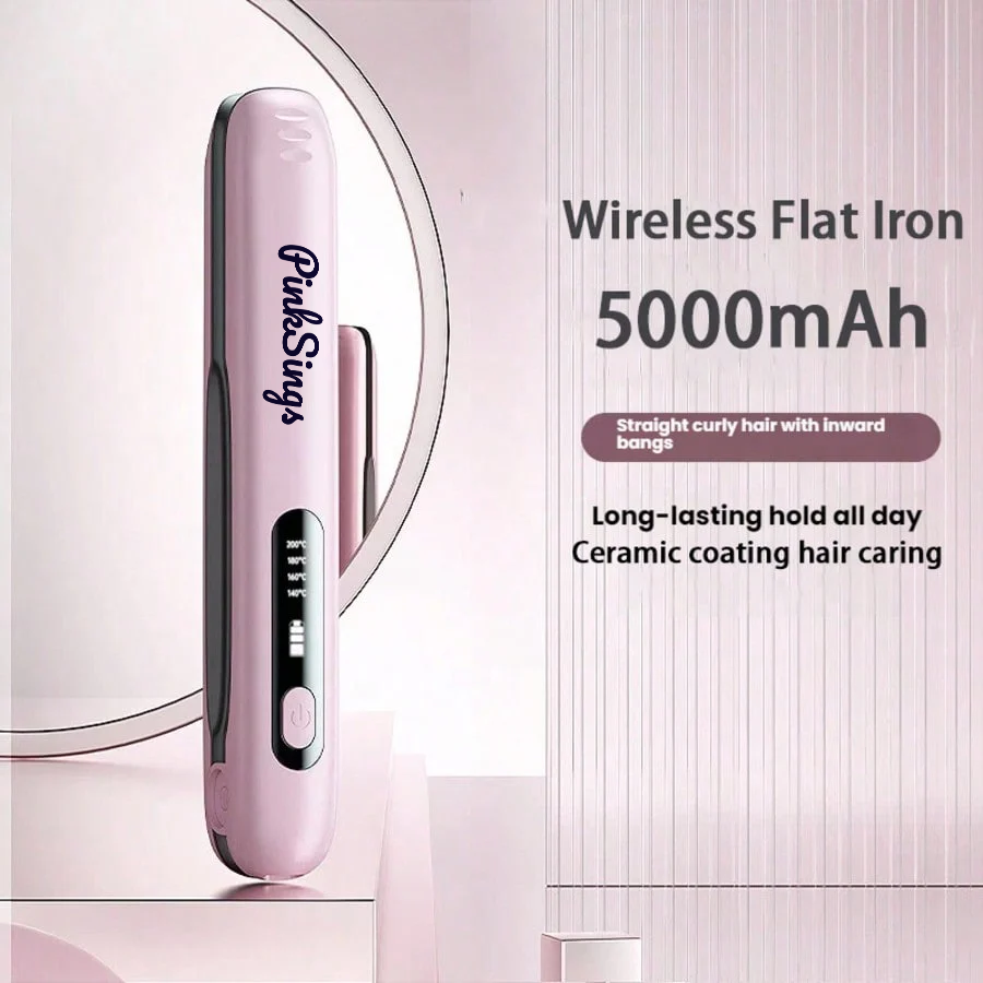 PinkSings 5000mAh Cordless Rechargeable Curling Iron