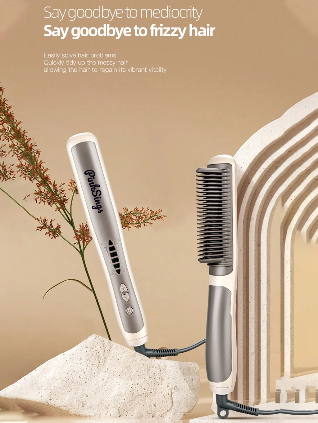 PinkSings Electric Hair Straightener Brush